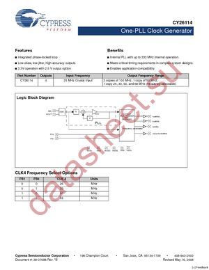 CY26114ZCT datasheet  